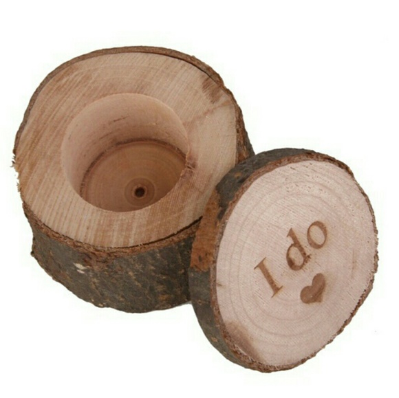 Rustic Wood "I Do" Engagement Ring Box Holder - Picture 2 of 3